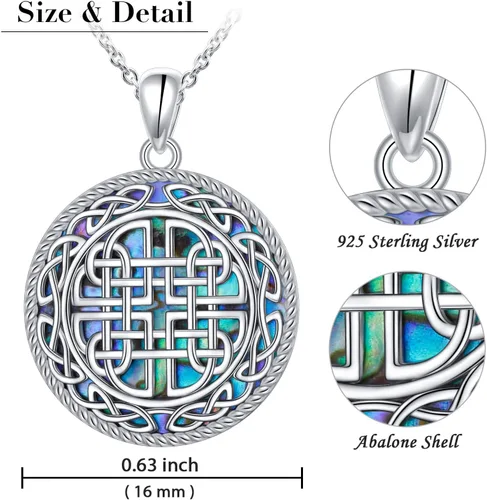 Miniatura 5 de Alphm Joyería de plata esterlina S925 Dara nudo celta buena suerte medallón irlandés colgante collar joyería para mujeres hombres
