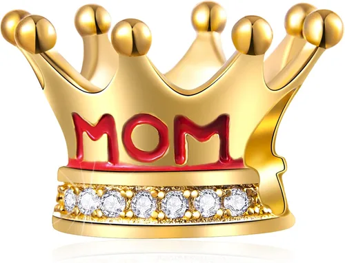 EMOSTAR Dijes temáticos familiares para el Día de la Madre, plata de ley, padre, hija, hijo, nana, esposa marido, madrina, corona de mamá, cuentas