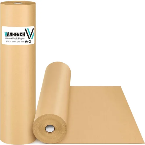 Vanhench Rollo de papel kraft marrón grande de 17.5 x 2400 pulgadas, rollo de papel para manualidades para tablón de anuncios de Acción de Gracias,
