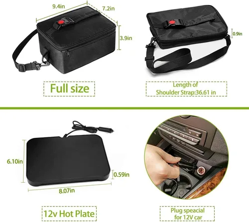 Miniatura 4 de Horno portátil, calentador de alimentos para automóvil de 12 V, portátil, mini horno personal, lonchera eléctrica con calefacción para comidas