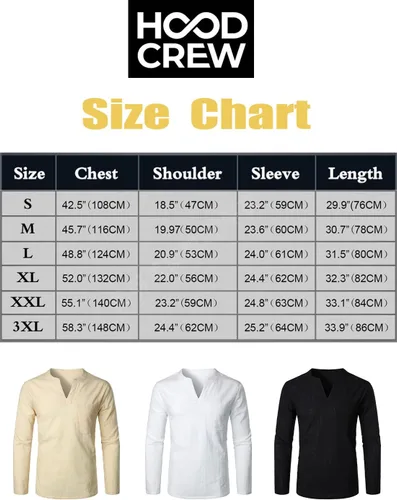 Miniatura 7 de HOOD CREW Camisetas básicas de manga larga de lino y algodón para hombre