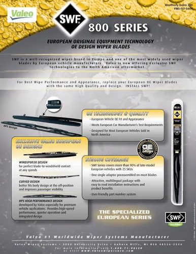Miniatura 2 de Valeo 800161 SWF Specialized European 800 Series Limpiaparabrisas de 16 pulgadas (paquete de 1)