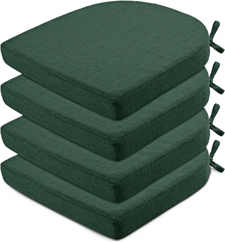 Miniatura 10 de Wellsin Cojines para sillas de comedor, 4 unidades, cojines para sillas de cocina con lazos y base antideslizante, almohadillas para sillas de Azul