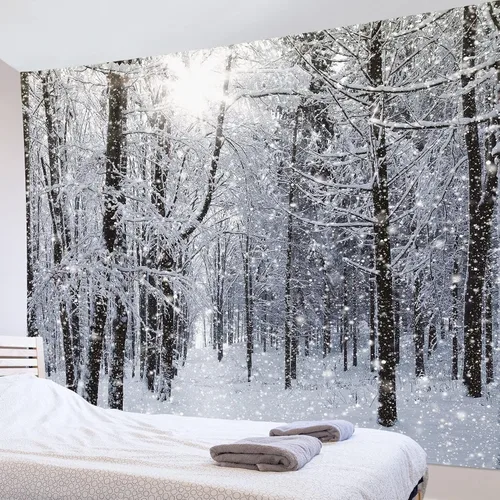 Miniatura 15 de HVEST Tapiz de cielo estrellado, nieve, montaña, para colgar en la pared, bosque de pinos, tapices para dormitorio, sala de estar, decoración