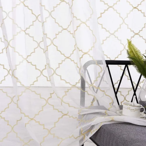 Miniatura 13 de Cortinas traslúcidas blancas de 84 pulgadas de largo, cortinas traslúcidas con bolsillo para barra para sala de estar, dormitorio, 2 paneles, 52x84