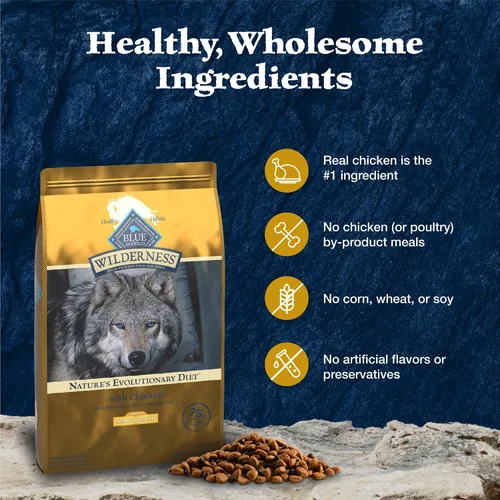 Miniatura 6 de Blue Buffalo Wilderness alimento seco para control de peso de perros adultos con pollo real más cereales saludables, receta alta en proteínas, hecho