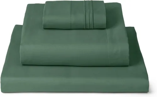 Mellanni Juego de sábanas para cama individual, 3 piezas de la colección icónica, sábanas y fundas de almohada, lujosas y extra suaves, 1448 verde