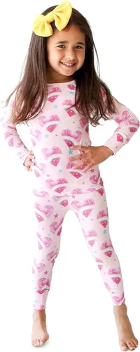 Miniatura 89 de Posh Peanut Pijamas para niñas, suaves, de viscosa de bambú para niños, pijamas a juego de manga larga para niñas