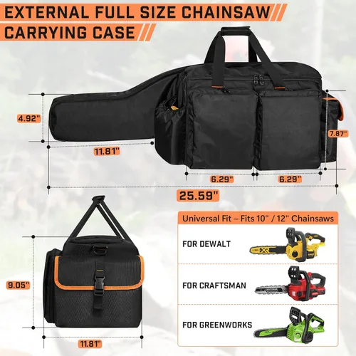 Miniatura 2 de ORKELS Funda de transporte para motosierra de 10 pulgadas y 12 pulgadas, bolsa de almacenamiento plegable impermeable para motosierra compatible