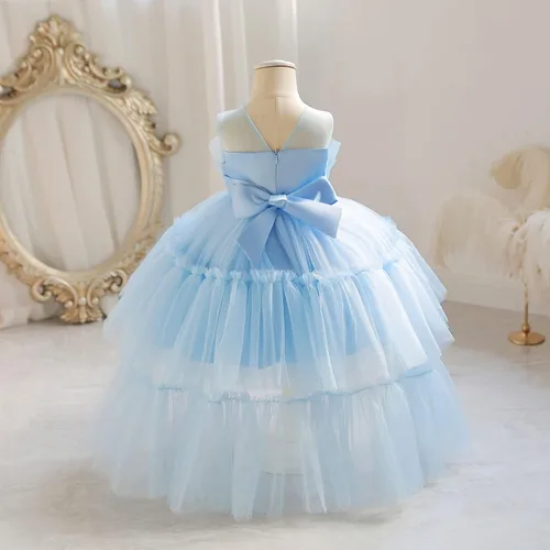 Miniatura 3 de Miipat Vestido de niña de flores para bebé, boda, fiesta, tul, princesa, vestido de baile, vestido formal con lazo para la cabeza