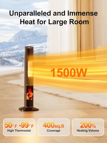 Miniatura 3 de Uthfy Calentadores de espacio para uso en interiores, calentador de espacio de 32 pulgadas para habitación grande con temporizador de 24 horas