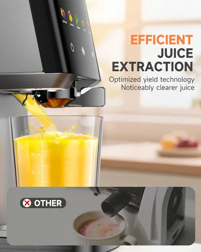 Miniatura 5 de Exprimidor de prensa en frío con canal de alimentación grande de 5.12 pulgadas, tecnología de masticación lenta para retención de nutrientes, motor