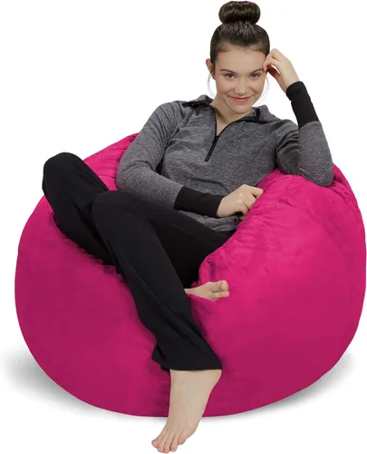 Miniatura 47 de Sofa Sack Funda para silla puff solamente, sin relleno, cómoda funda de repuesto para silla redonda, 5 pies, color carbón Carbón - Solo funda