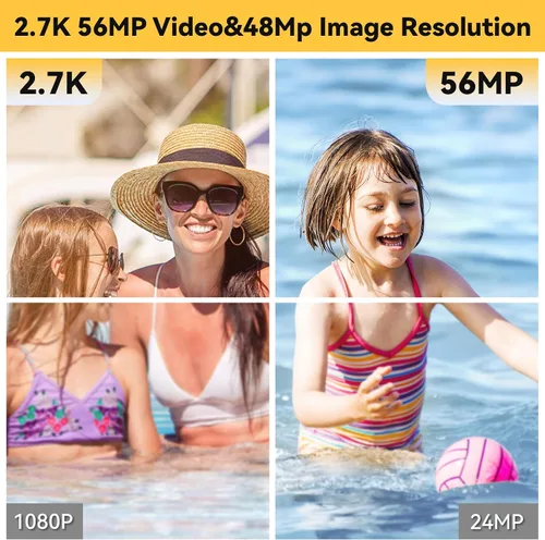 Miniatura 2 de Cámara subacuática, 2.7K 56MP 33FT Cámara digital impermeable con zoom óptico 6X y zoom digital 4X Pantalla IPS de 2.8 pulgadas, ideal para snorkel
