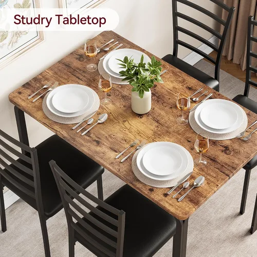 Miniatura 4 de Juego de mesa de comedor para 4, mesa de cocina y sillas para 4, juego de mesa de comedor de cocina de 5 piezas, mesa de comedor rectangular moderna