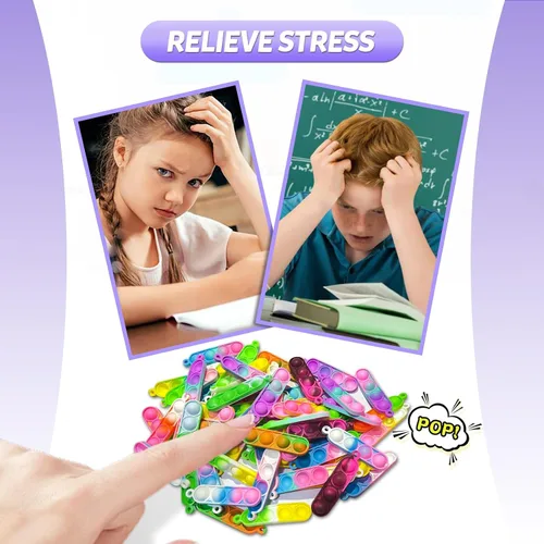 Miniatura 6 de 260 PCS Llaveros Pop a Granel Recuerdos de Fiesta, Juguetes Fidget para Niños a Granel Mini Llaveros Pop Juguetes Sensoriales Rellenos de Calcetines