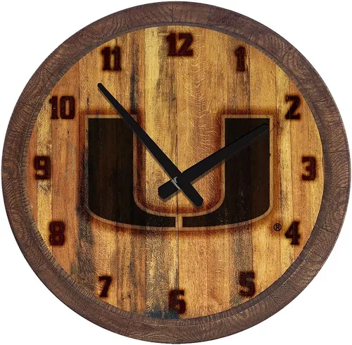 Miniatura 44 de The Fan-Brand NCAA Oklahoma Sooners: Reloj de pared con parte superior de barril de imitación para decoración de bar, decoración de fiesta