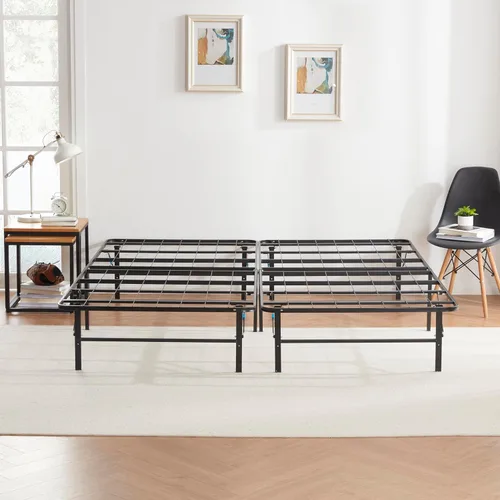 Miniatura 2 de Nestl Marco de cama plegable de tamaño completo, cama plataforma, acero, montaje fácil sin herramientas, 14 pulgadas de alto, completo, negro