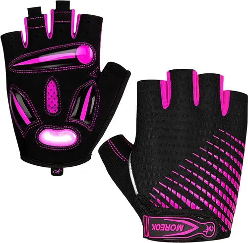 MOREOK Guantes de ciclismo para hombresmujeres-almohadilla de gel de 0.197 in guantes de ciclismo de medio dedo bicicleta de carretera MTB guantes