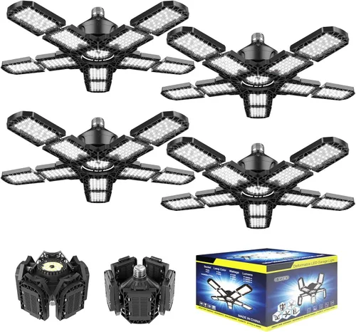 Miniatura 8 de Nexillumi - Paquete de 2 lámparas LED de garaje de 180 W, 36000 lm, luces LED de techo para garaje con base media E26/E27, 6000 K de iluminación