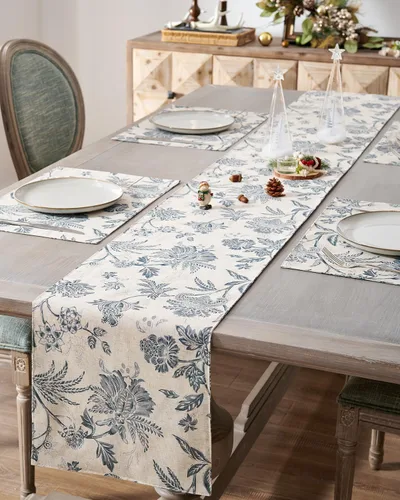 Miniatura 11 de jinchan Camino de mesa de lino floral para cocina, granja, 13 x 90 pulgadas, para isla de cocina, mesa de comedor, decoración interior y exterior, 1