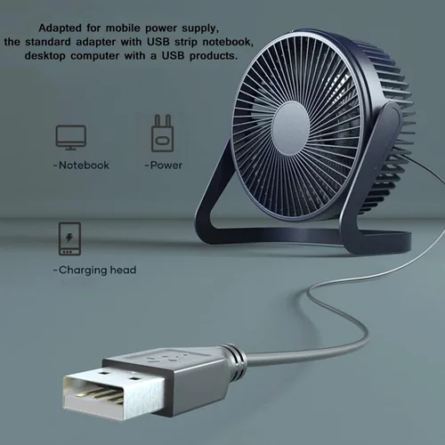 Miniatura 5 de Ventilador pequeño de 6 pulgadas, ventilador de escritorio USB de 2 velocidades, flujo de aire fuerte, funcionamiento silencioso, ventilador de piso