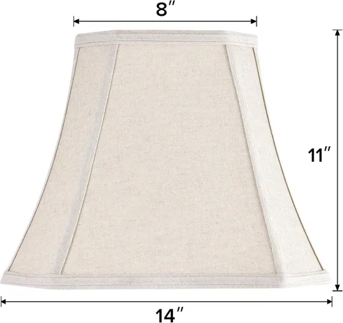 Miniatura 3 de GO&SO Pantalla de lámpara de esquina de corte cuadrado, 8x14x11 pulgadas, pantalla mediana para lámpara de mesa beige, tela natural hecha a mano