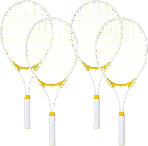 Liliful 4 raquetas de tenis para adultos recreativas para 4 jugadores, raquetas de tenis de 27 pulgadas, raquetas de tenis ligeras a granel para