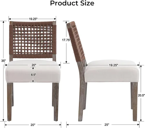 Miniatura 2 de LZAREAL Juego de 4 Sillas de Comedor Estilo Granja de Tela de Lino Tapizadas Silla Lateral de Acento, Sillas de Cocina y Comedor Modernas