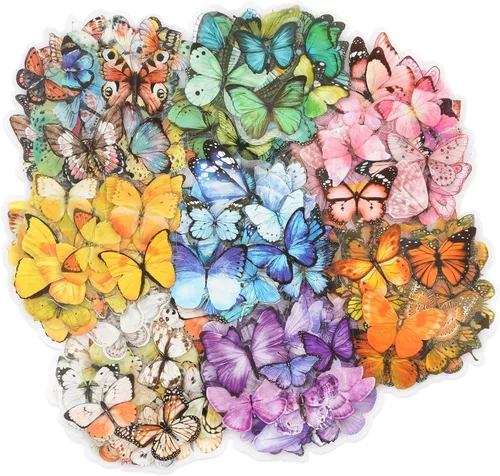 Knaid Juego de calcomanías de mariposa (320 piezas) transparentes y coloridas mariposas de resina, calcomanías para la naturaleza, suministros de