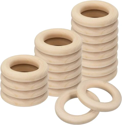 Miniatura 8 de uxcell 20 anillos de madera natural de 1.181 in (1.2 pulgadas), círculos de madera lisa sin terminar de 0.236 in de grosor para manualidades, tejer