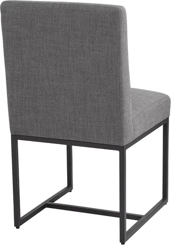 Miniatura 9 de 55 Downing Street Silla de comedor Myles de tela gris y metal negro