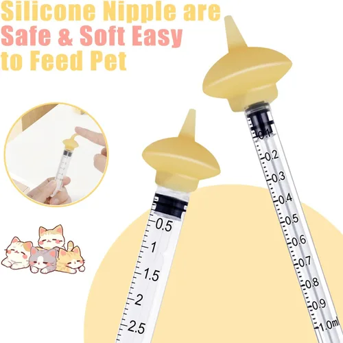 Miniatura 5 de Mini Botella de Alimentación para Mascotas y Jeringas con Tetinas para Gatos, Perros y Otros Animales Pequeños (Modelo 4)