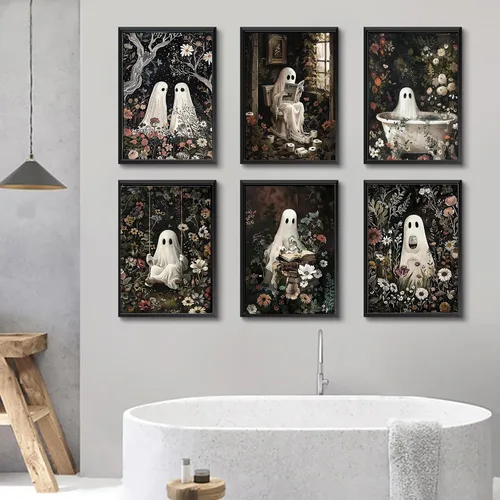 Miniatura 2 de GOUOYANA Paquete de 6 kits de pintura de diamantes de Halloween para adultos, kits de pintura de diamante fantasma para principiantes, 5D Halloween