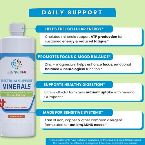 Miniatura 3 de BrainChild Nutritionals Spectrum Support Minerals (sin sabor 32oz)
