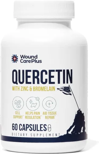 Wound Care Plus Quercetina con zinc y bromelina - Potente suplemento antioxidante - Apoya la función inmunológica y respuesta saludable a la