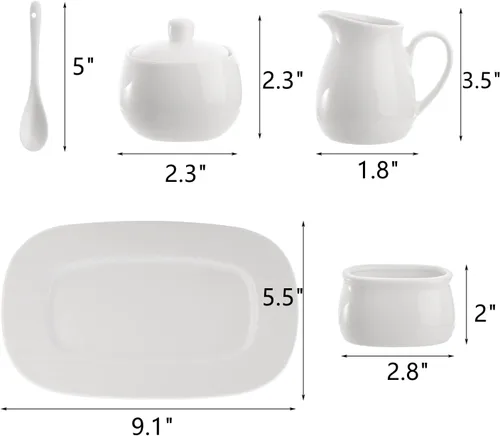 Miniatura 2 de Dicunoy Juego de 4 azucareras y cremas, jarra pequeña de crema con asa para barra de café, azucarero con tapa, cuchara y bandeja, contenedor