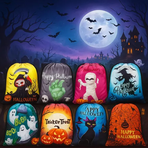 Miniatura 5 de Paterr 16 bolsas de regalo de Halloween, bolsas de regalo de Halloween, bolsas de regalo de fantasma, dulces, bolsa de envoltura para dulce o truco