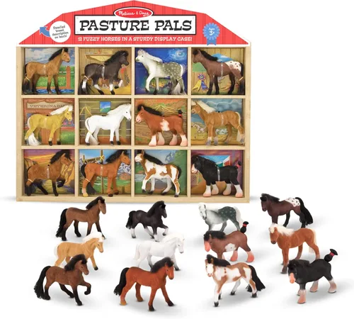 Amigos de la pastura para niños Melissa & Doug, caballos coleccionables, 12 unidades, talla única