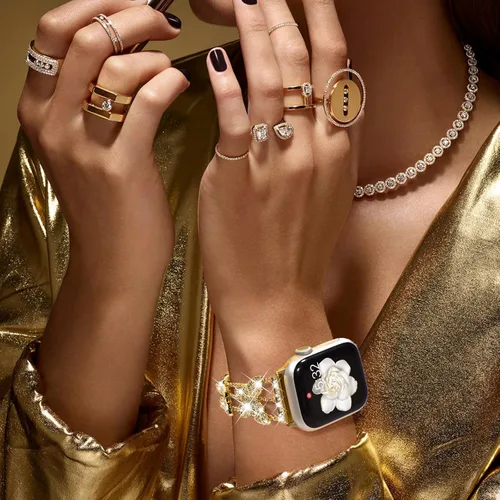 Miniatura 5 de NewWays for Apple Watch Band Series 11 10 46mm 42mm Series 9/8/7 41mm 45mm Series 6/5/4 40mm 44mm Series 3 42mm 38mm Women, Sparkling Bling Diamonds