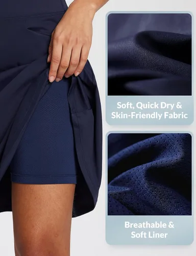 Miniatura 4 de BALEAF Falda pantalón de 20 pulgadas para mujer, faldas de golf, longitud a la rodilla, para tenis, casual, atlética, con bolsillos de pickleball