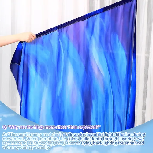 Miniatura 4 de Remagr 2 Piezas Banderas de Danza de Alabanza de 63"X43.3" con Varilla Escalable Bandera de Alas de Ángel Semicírculo Banderas de Alabanza