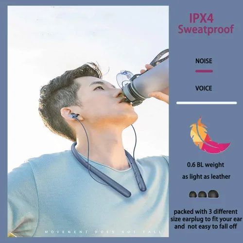 Miniatura 3 de Auriculares Bluetooth inalámbricos Bluetooth 5.0 con banda para el cuello con 20 horas de reproducción, controladores de 0.394 pulgadas, auriculares