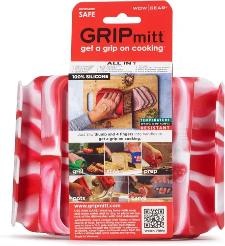 Miniatura 12 de Juego de 2 guantes de cocina de silicona (mediano/grande, rojo)