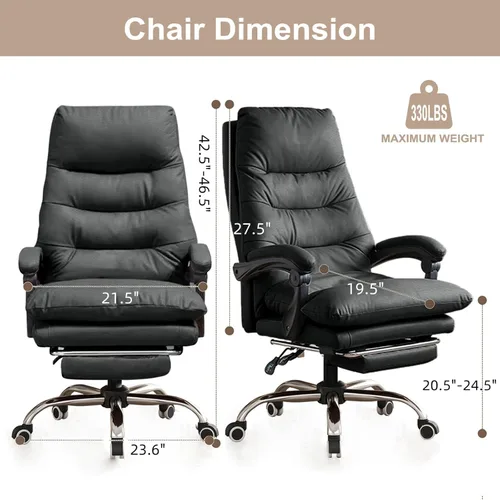Miniatura 2 de Office Chair with Soft Cushion, High Backrest Gaming Chair, Executive Writing Chair with Footrest, Ergonomic Leather Computer Chair for Home Office