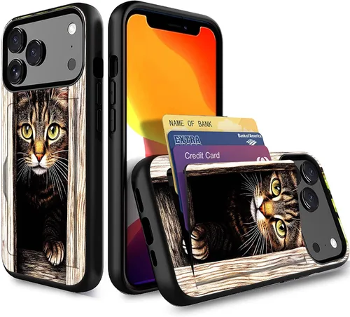 Miniatura 102 de Funda para iPhone Air, funda tipo cartera con ranura para tarjeta oculta, a prueba de golpes, TPU y PC, funda protectora de doble capa para iPhone