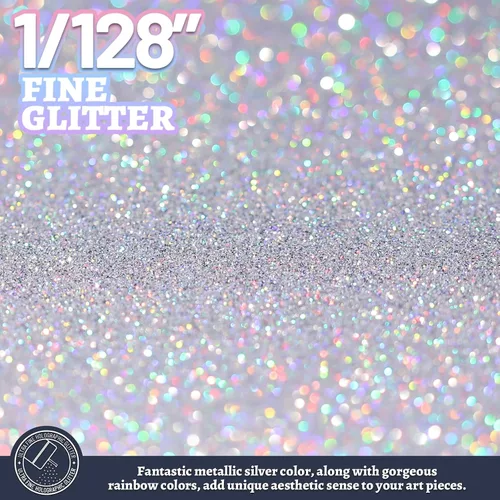 Miniatura 3 de Leobro - Brillantina plateada, 180g/6.35oz de brillo fino holográfico para resina, manualidades, vasos, uñas, cuerpo, diamante holográfico plateado