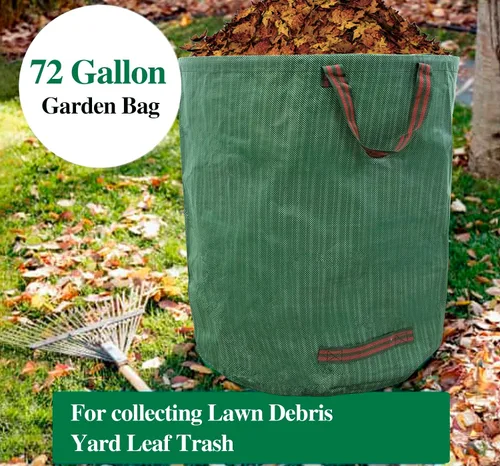 Miniatura 3 de Bolsa de jardín de 72 galones, plegable, reutilizable, resistente, bolsas de basura para césped, patio, hojas, desechos, bolsas de jardín