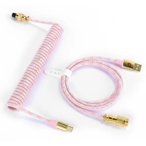 Miniatura 15 de ZIYOU LANG C03 Cable USB C a A en espiral personalizado con cable espiral de nailon trenzado de doble manga desmontable, línea de resorte Negro