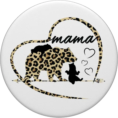 Miniatura 3 de Cute Trendy Mama Bear con 2 cachorros Cheetah Print Heart Design PopSockets PopSockets PopGrip: agarre intercambiable para teléfonos y tabletas